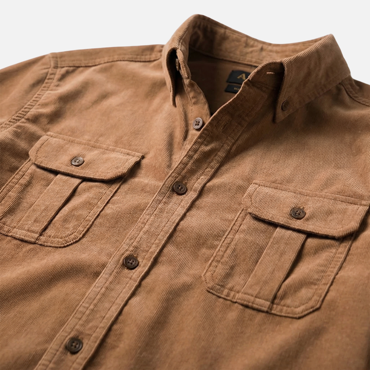 Men's Casual Corduroy Shirt with Chest Pockets