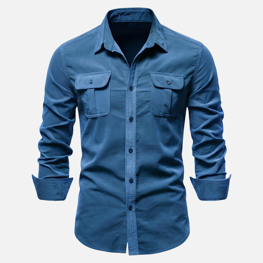 Men's Casual Corduroy Shirt with Chest Pockets