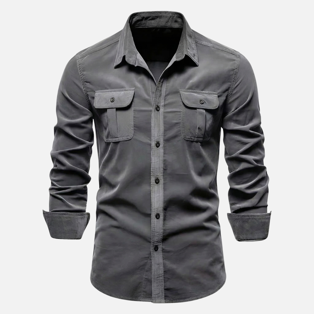Men's Casual Corduroy Shirt with Chest Pockets