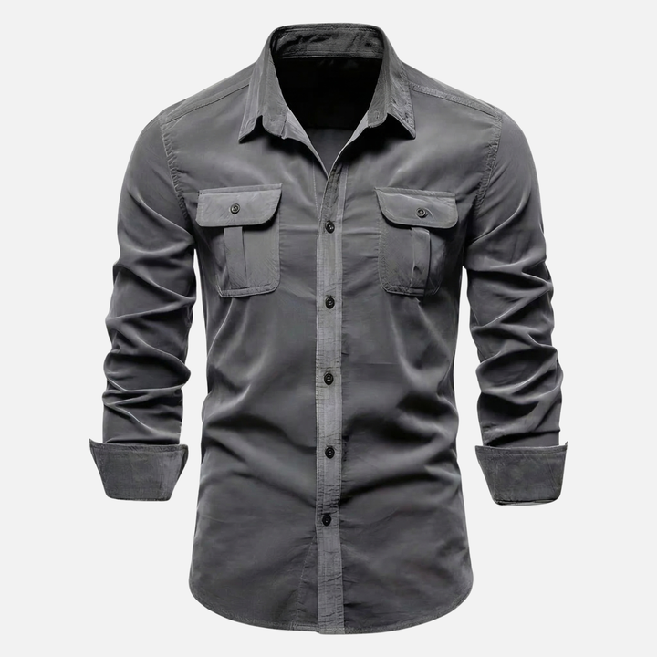 Men's Casual Corduroy Shirt with Chest Pockets