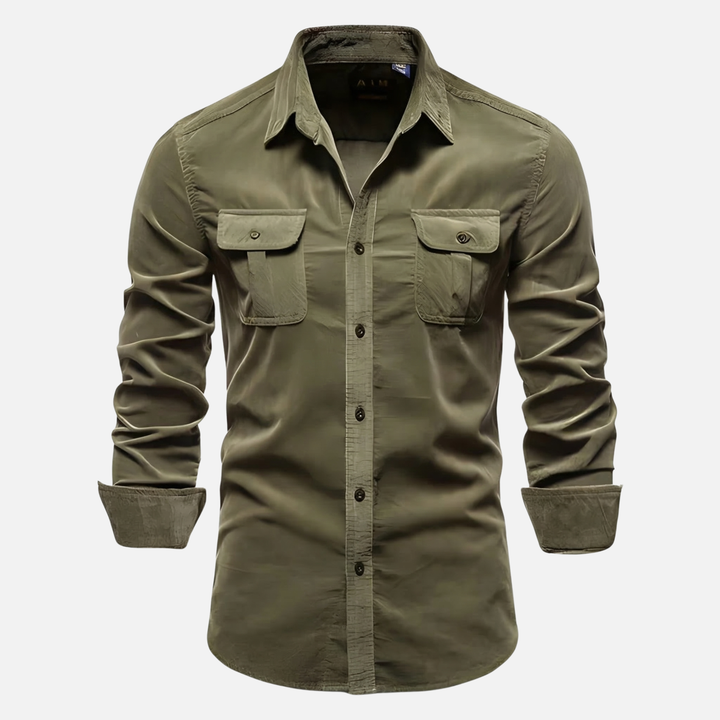 Men's Casual Corduroy Shirt with Chest Pockets