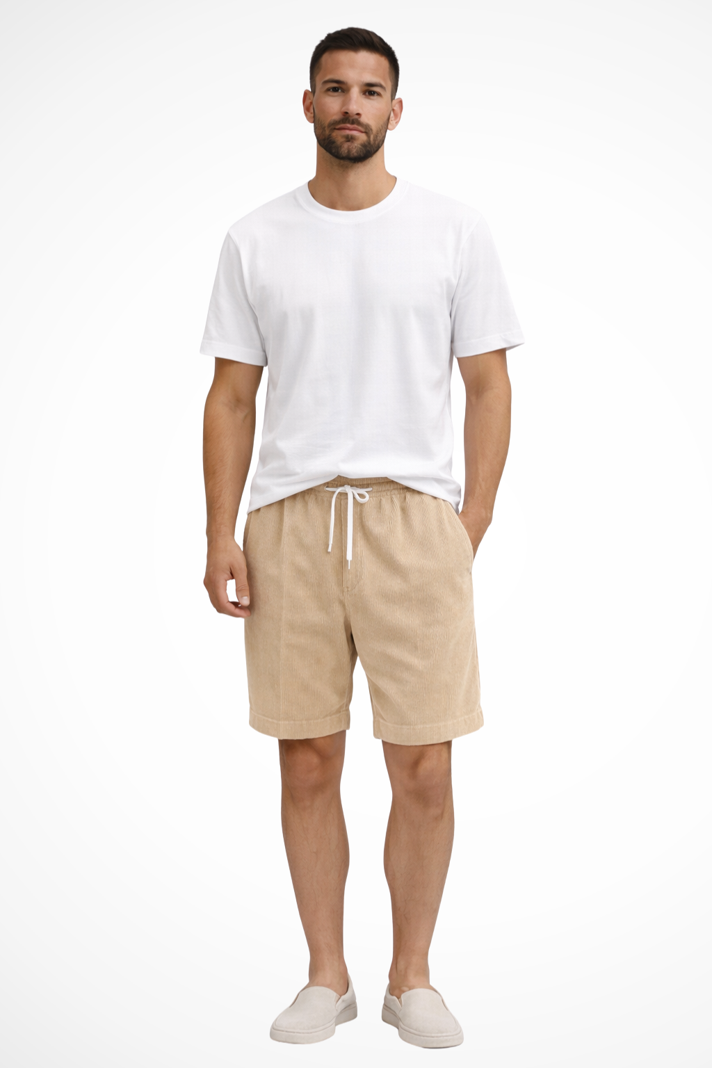 Men's Casual Corduroy Shorts - Relaxed Fit with Drawstring Waist