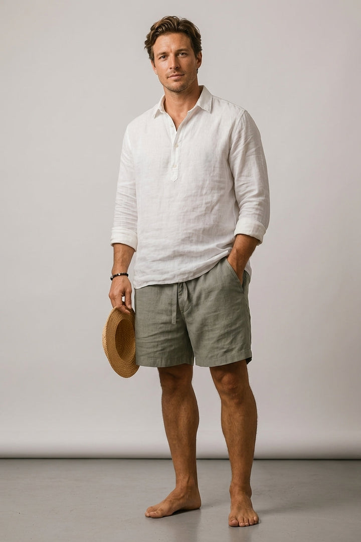 Men's Casual Cotton-Linen Blend Shorts