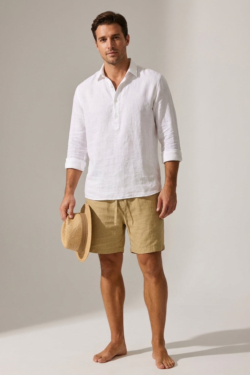 Men's Casual Cotton-Linen Blend Shorts
