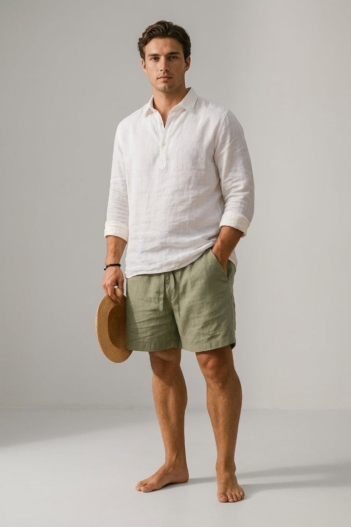 Men's Casual Cotton-Linen Blend Shorts