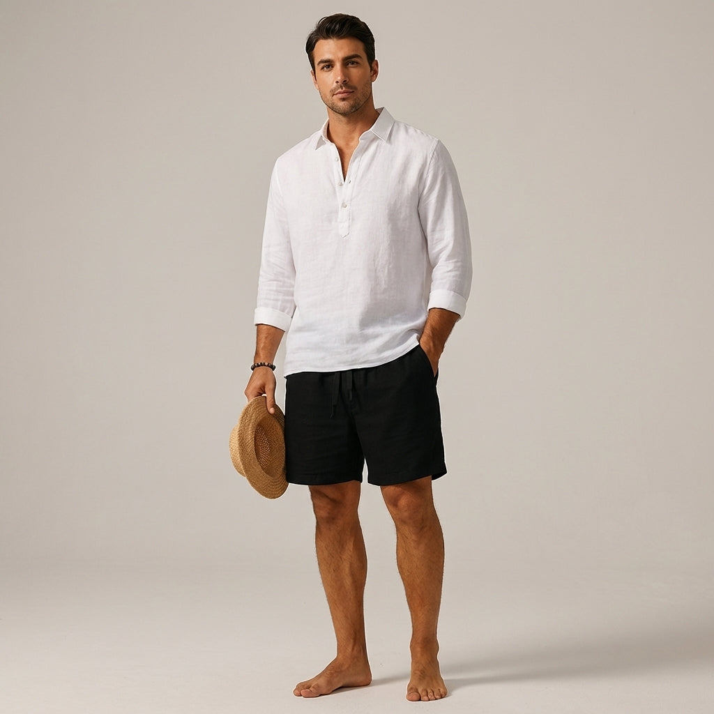 Men's Casual Cotton-Linen Blend Shorts
