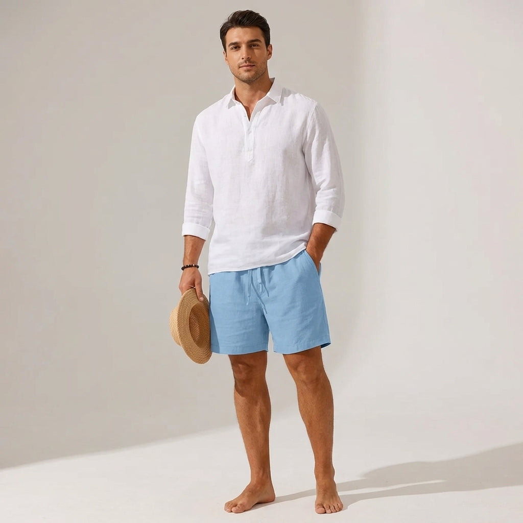 Men's Casual Cotton-Linen Blend Shorts