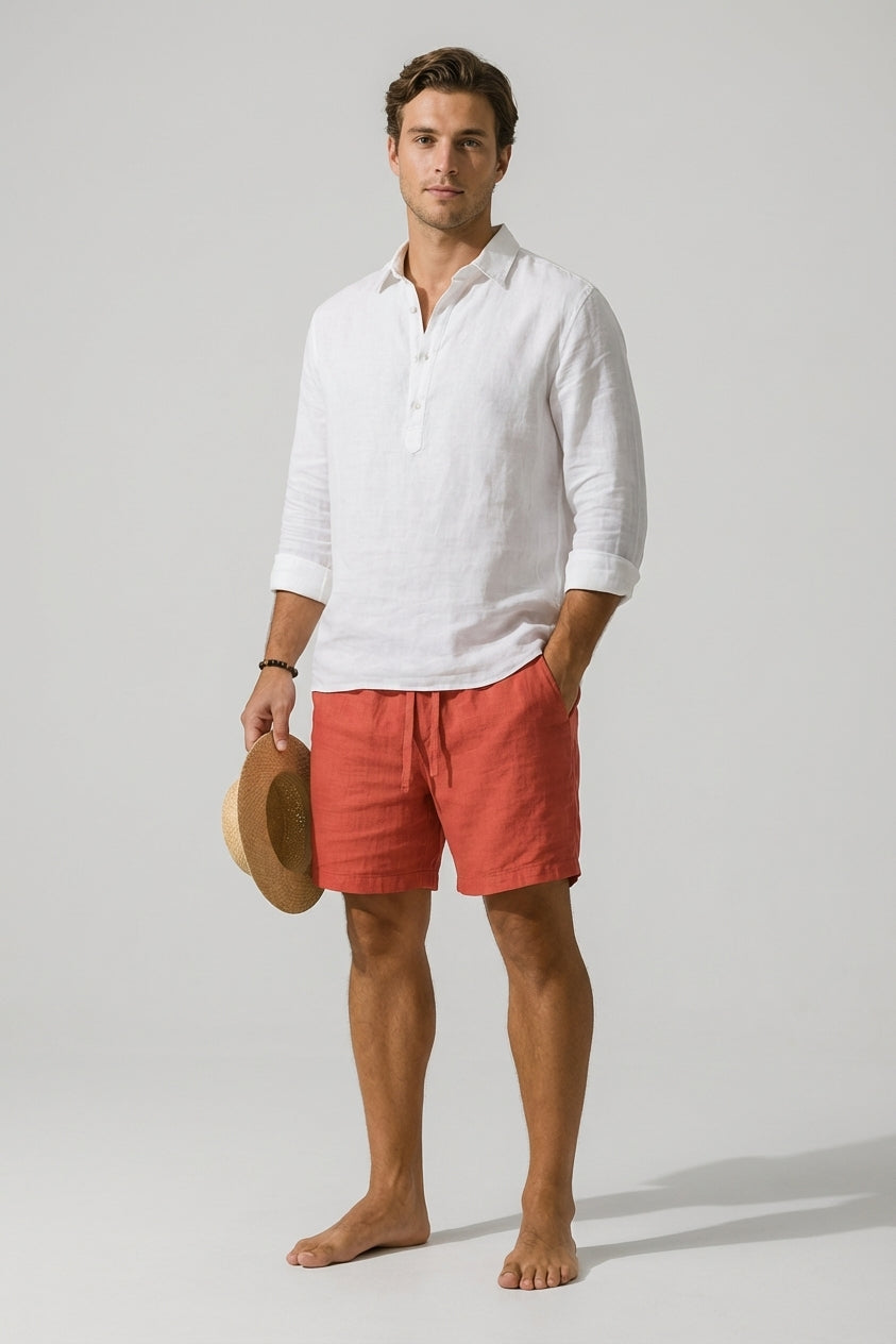 Men's Casual Cotton-Linen Blend Shorts