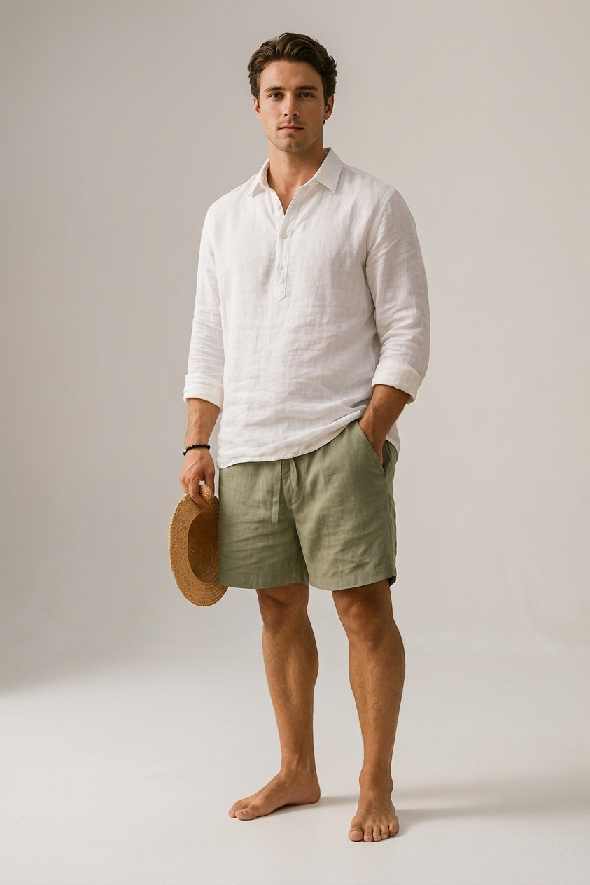 Men's Casual Cotton-Linen Blend Shorts
