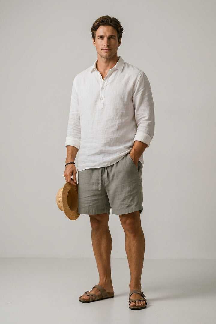 Men's Casual Cotton-Linen Blend Shorts