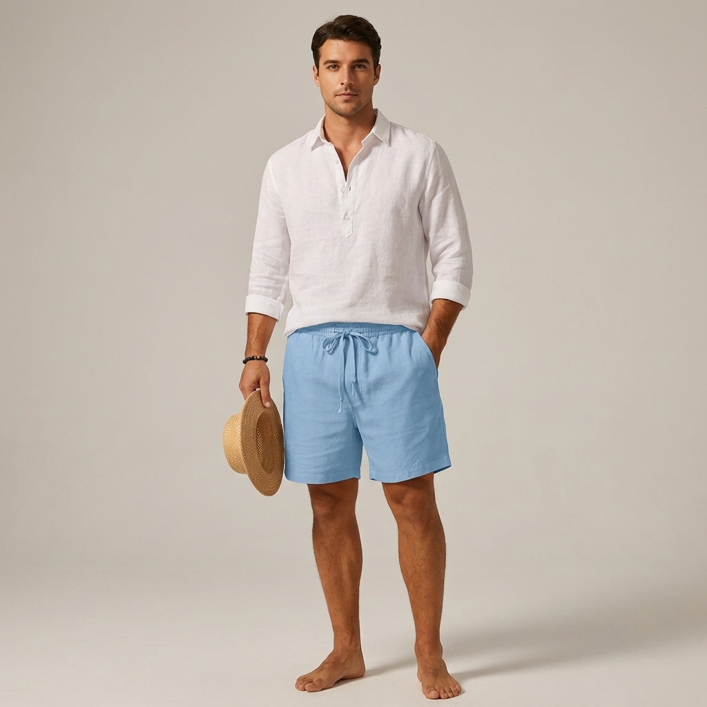 Men's Casual Cotton-Linen Blend Shorts