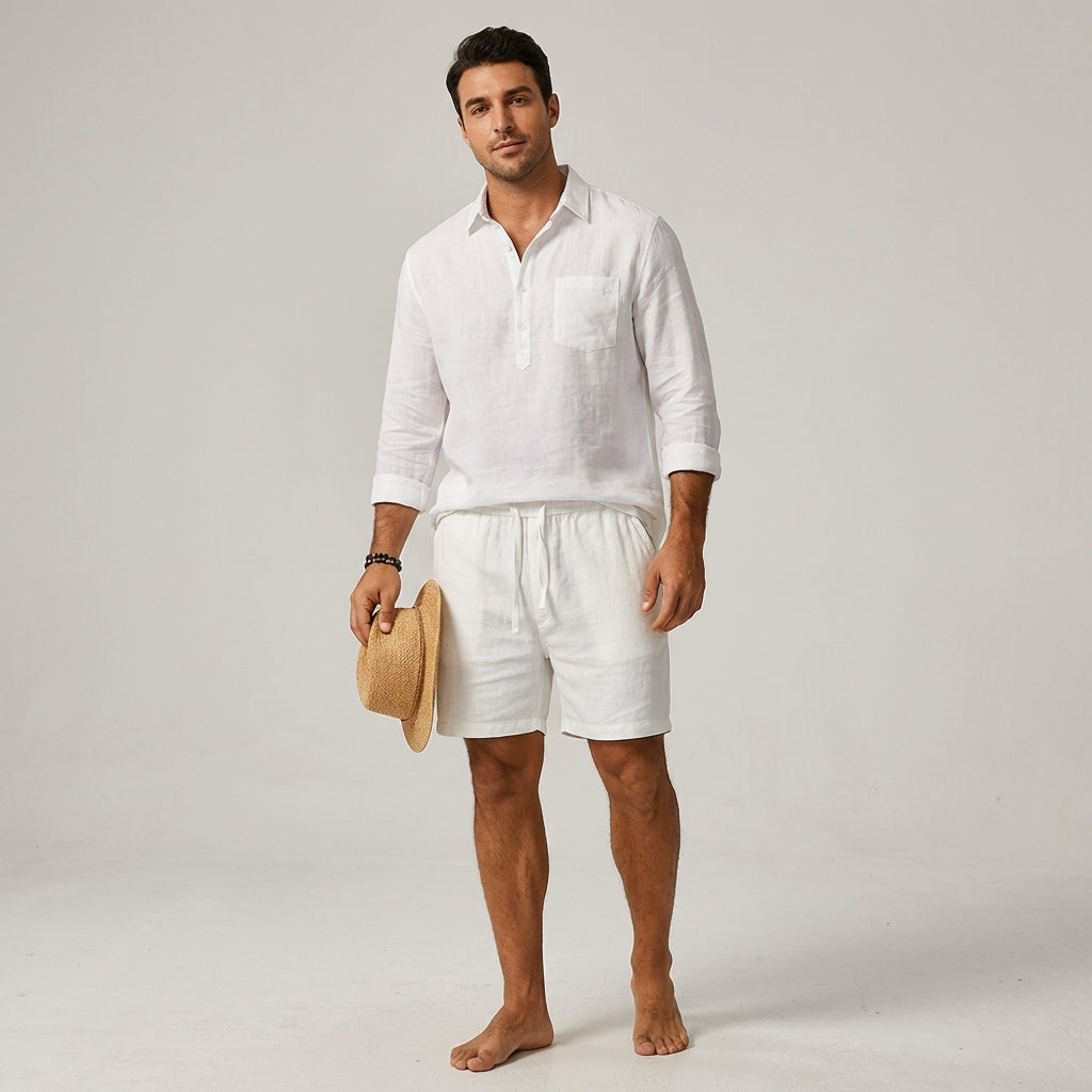 Men's Casual Cotton-Linen Blend Shorts