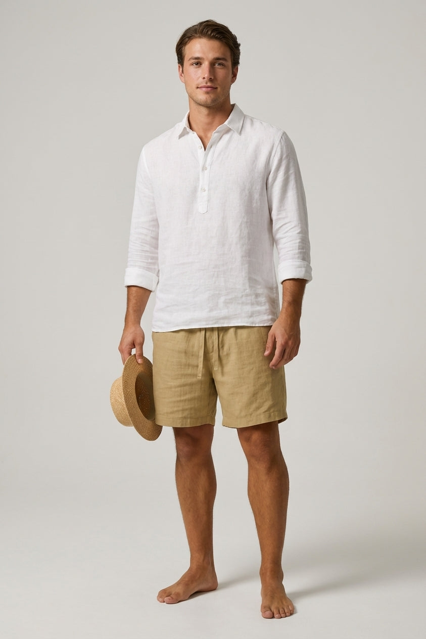 Men's Casual Cotton-Linen Blend Shorts