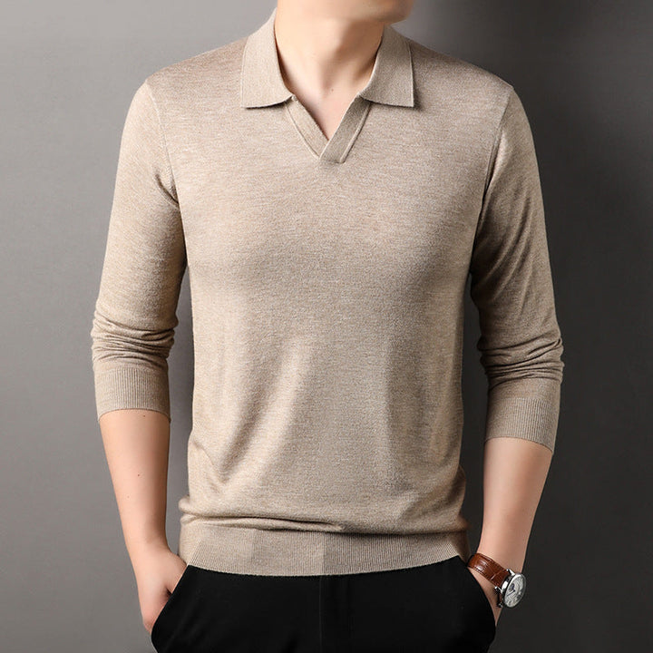 Men's Casual Knit Long Sleeve Polo Shirt - Everyday Wear