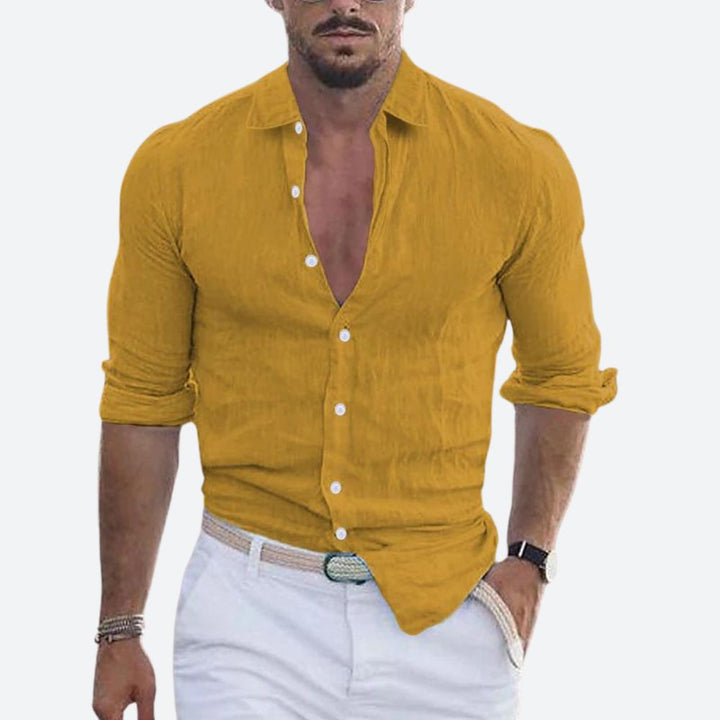 Men's Casual Linen Long Sleeve Shirt - Summer Relaxed Fit