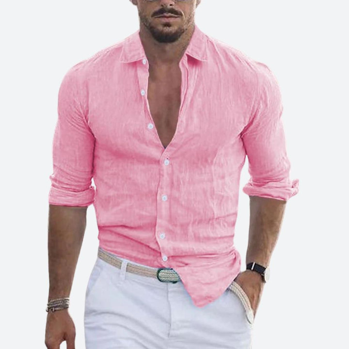 Men's Casual Linen Long Sleeve Shirt - Summer Relaxed Fit