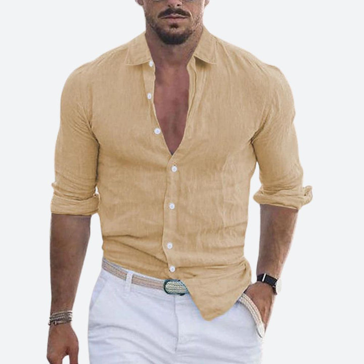 Men's Casual Linen Long Sleeve Shirt - Summer Relaxed Fit