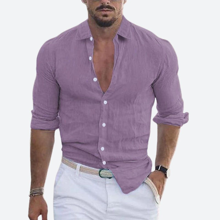 Men's Casual Linen Long Sleeve Shirt - Summer Relaxed Fit