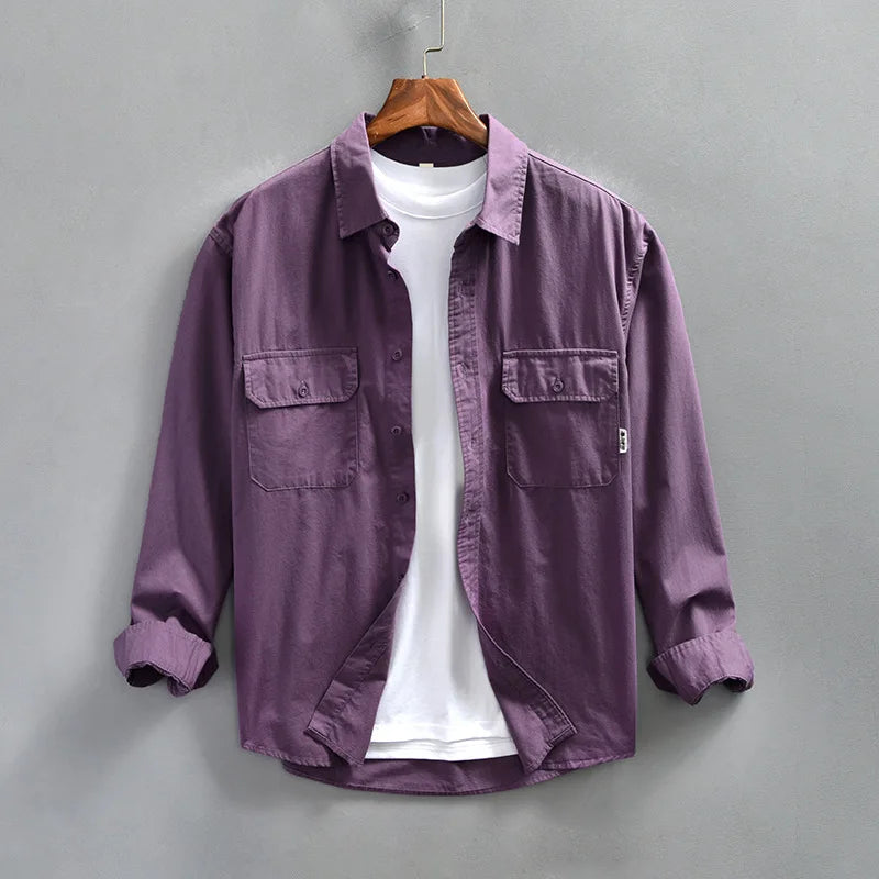 Men's Casual Long Sleeve Button-Up Shirt
