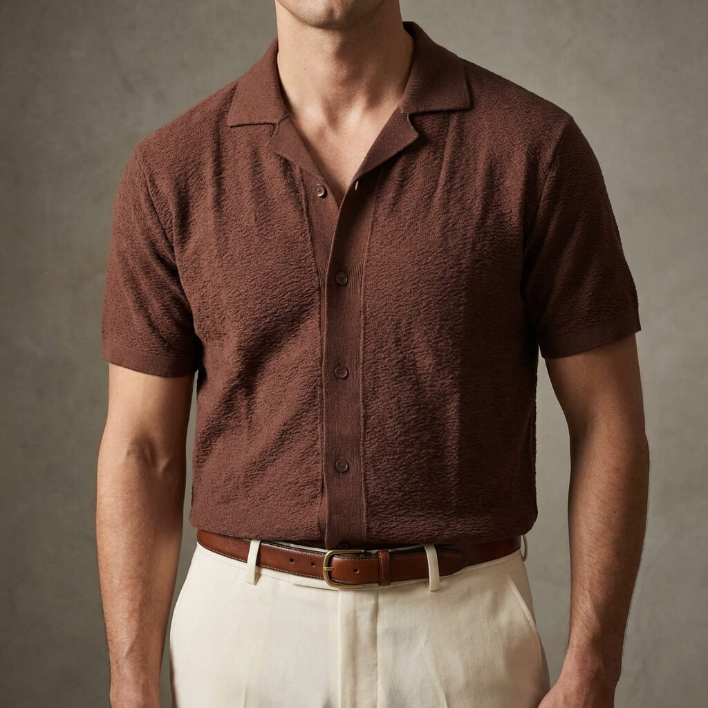 Men's Casual Soft Knit Polo Shirt - Summer Relaxed Fit