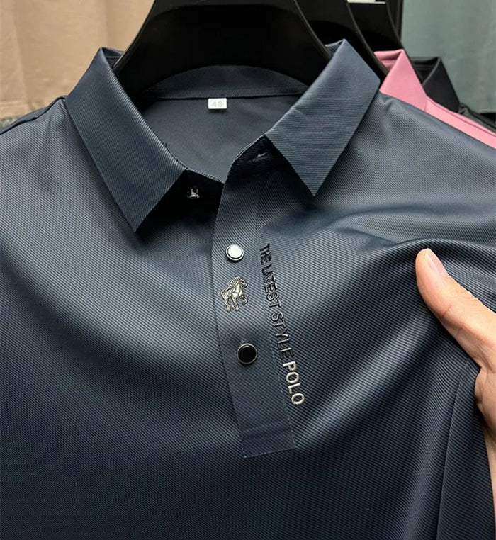 Men's Casual Stretch Cotton Polo T-Shirt - Wrinkle-Free Comfort