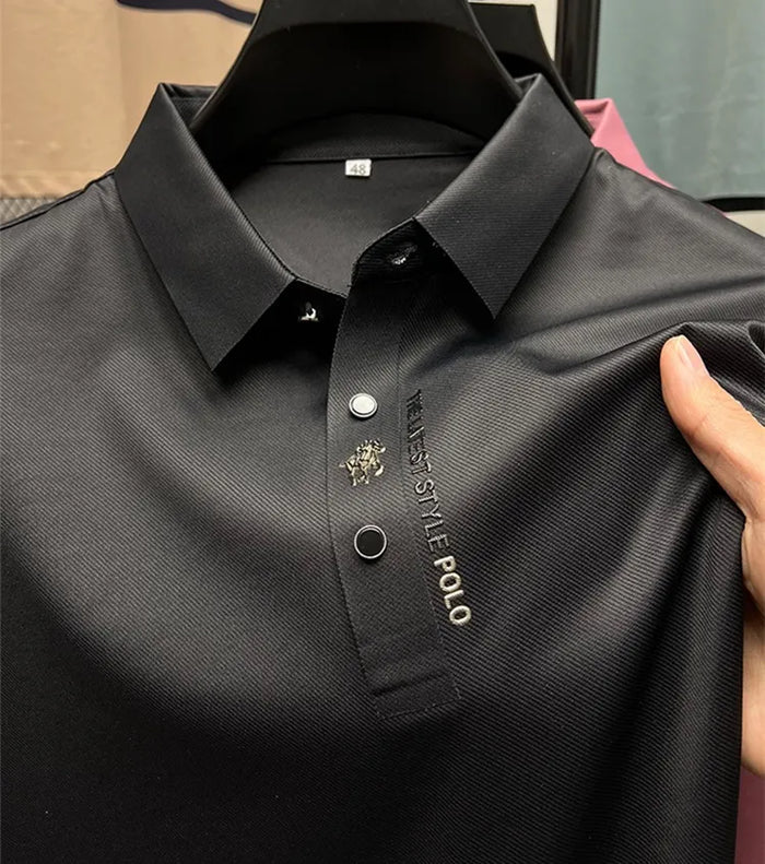 Men's Casual Stretch Cotton Polo T-Shirt - Wrinkle-Free Comfort