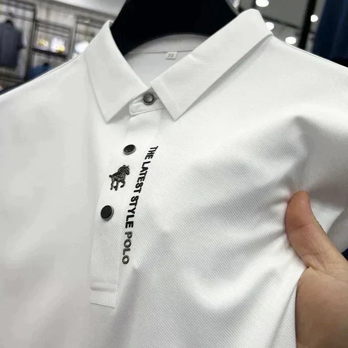 Men's Casual Stretch Cotton Polo T-Shirt - Wrinkle-Free Comfort