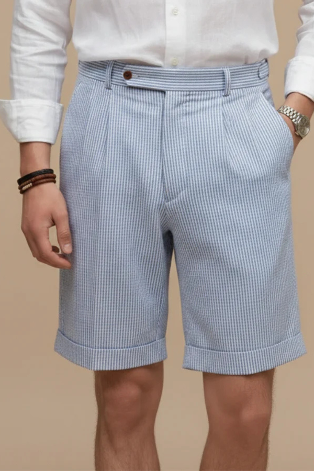 Men's Casual Striped Seersucker Chino Shorts - Summer Style