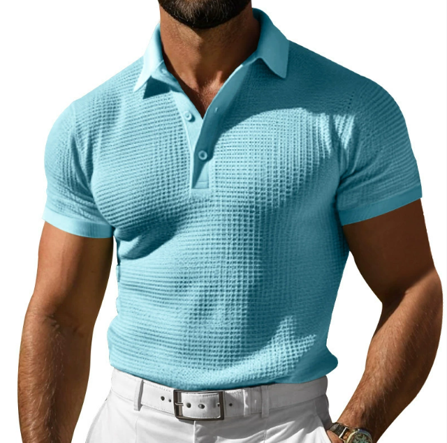 Men's Casual Textured Cotton Polo Shirt - Everyday Wear