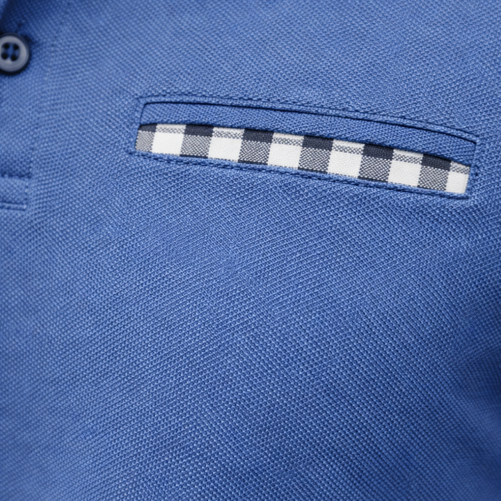 Men's Checkered Collar Long Sleeve Polo Shirt