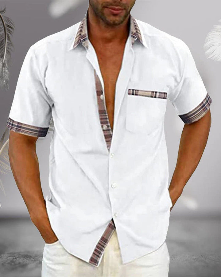 Men's Contrast Trim Short Sleeve Shirt - Relaxed Fit
