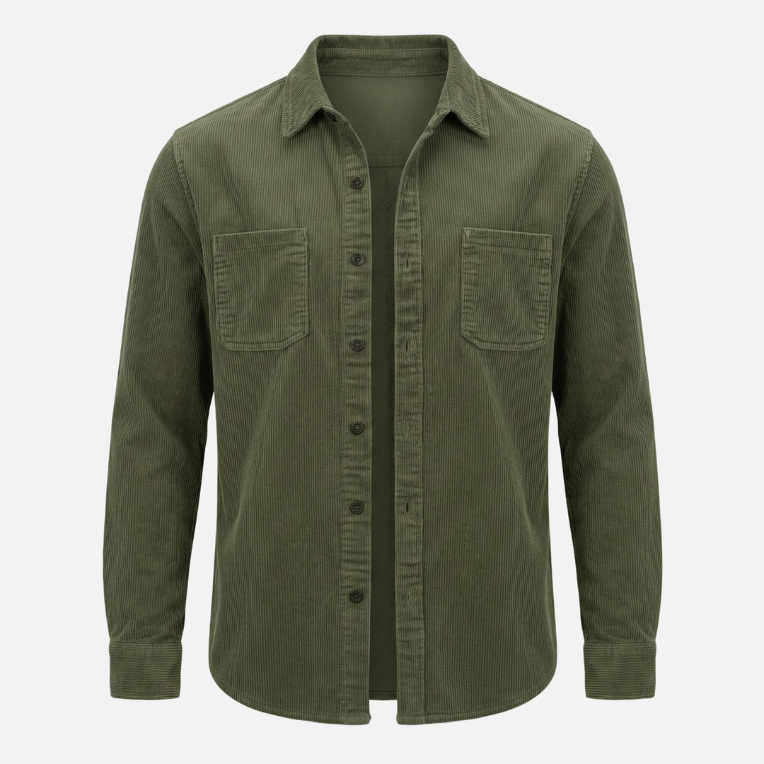 Men's Corduroy Cotton Overshirt with Chest Pockets