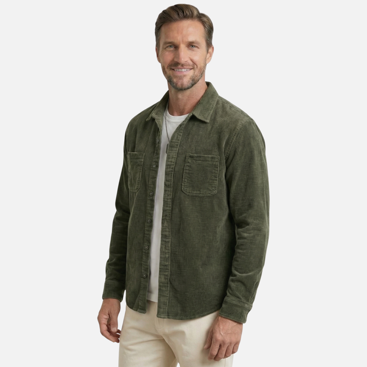 Men's Corduroy Cotton Overshirt with Chest Pockets