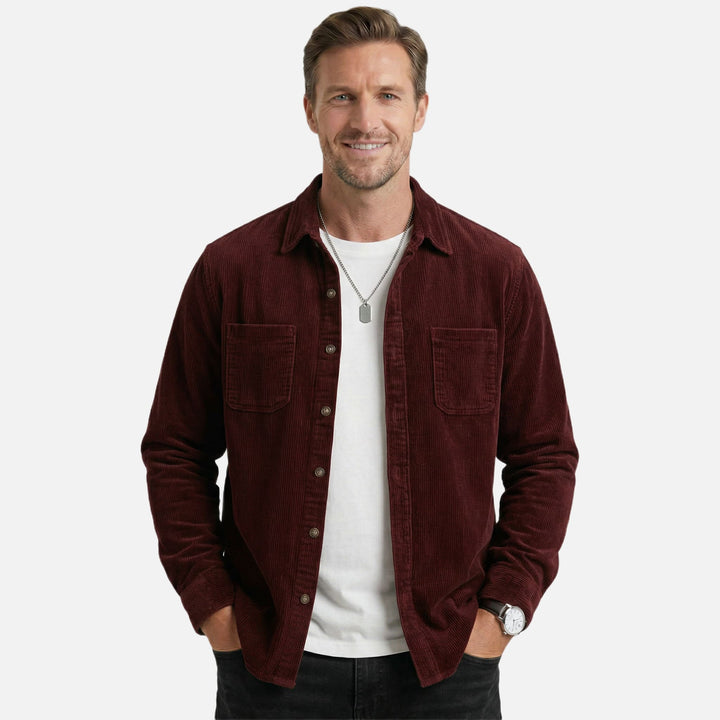 Men's Corduroy Cotton Overshirt with Chest Pockets