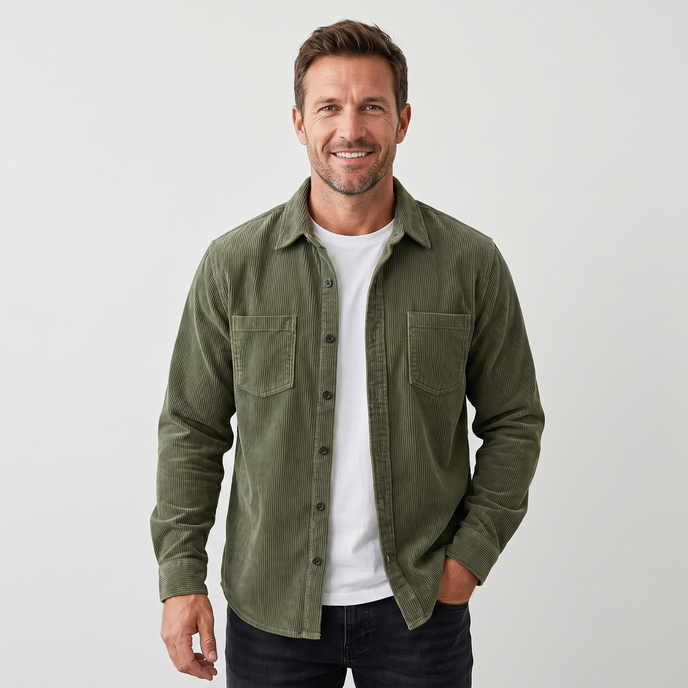 Men's Corduroy Overshirt with Chest Pockets