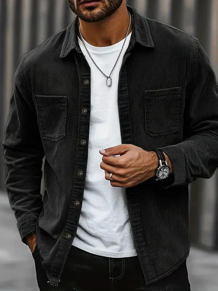Men's Corduroy Overshirt with Chest Pockets