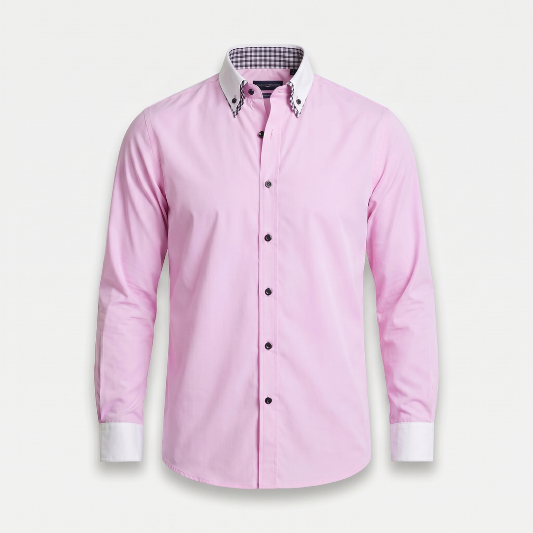 Men's Cotton Button-Down Shirt with Contrast Collar
