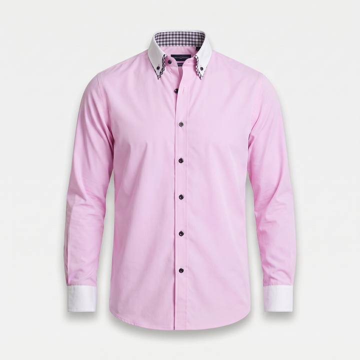 Men's Cotton Button-Down Shirt with Contrast Collar