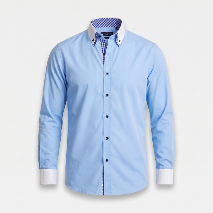 Men's Cotton Button-Down Shirt with Contrast Collar