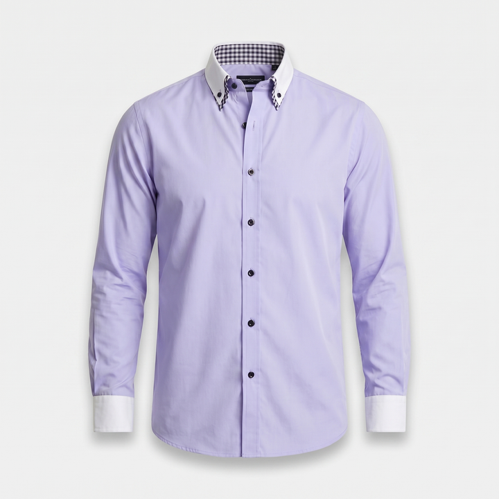 Men's Cotton Button-Down Shirt with Contrast Collar