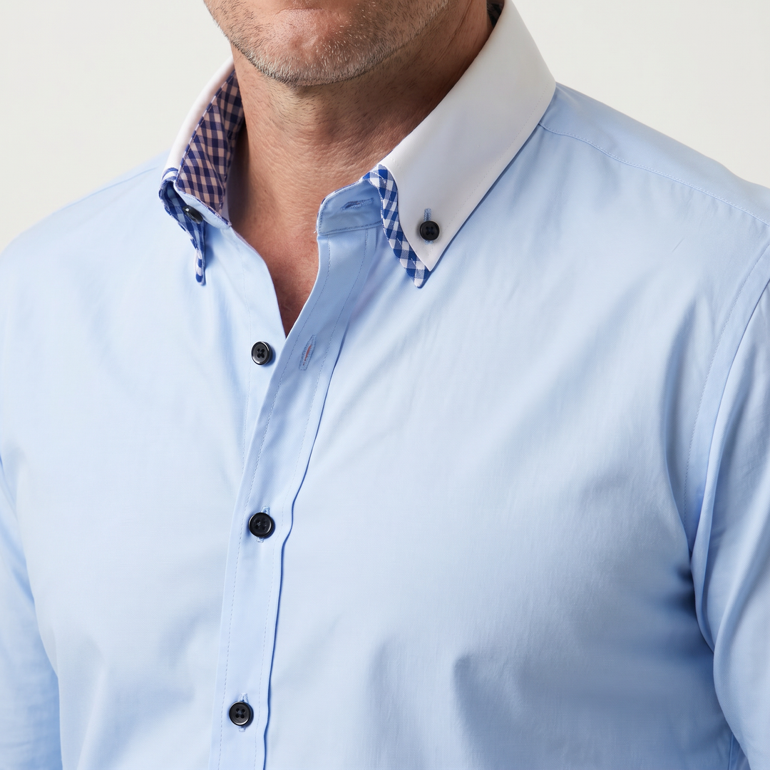 Men's Cotton Button-Down Shirt with Contrast Collar