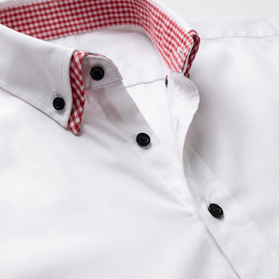 Men's Cotton Button-Down Shirt with Contrast Collar