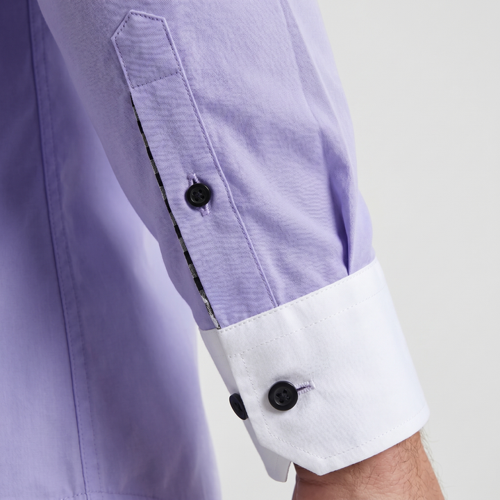Men's Cotton Button-Down Shirt with Contrast Collar