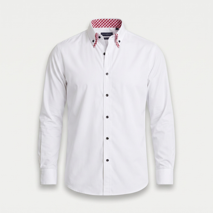 Men's Cotton Button-Down Shirt with Contrast Collar