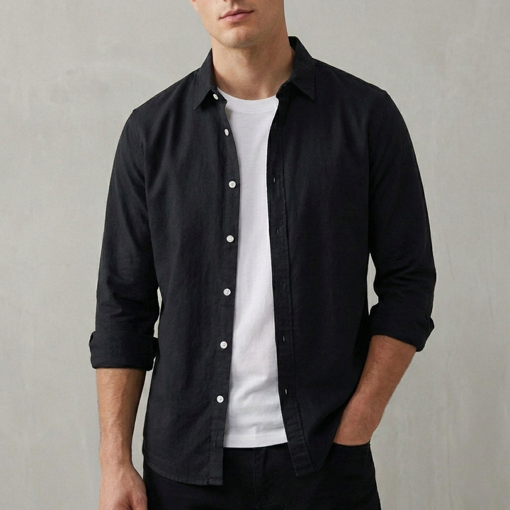 Men's Cotton Overshirt with Rolled Cuffs