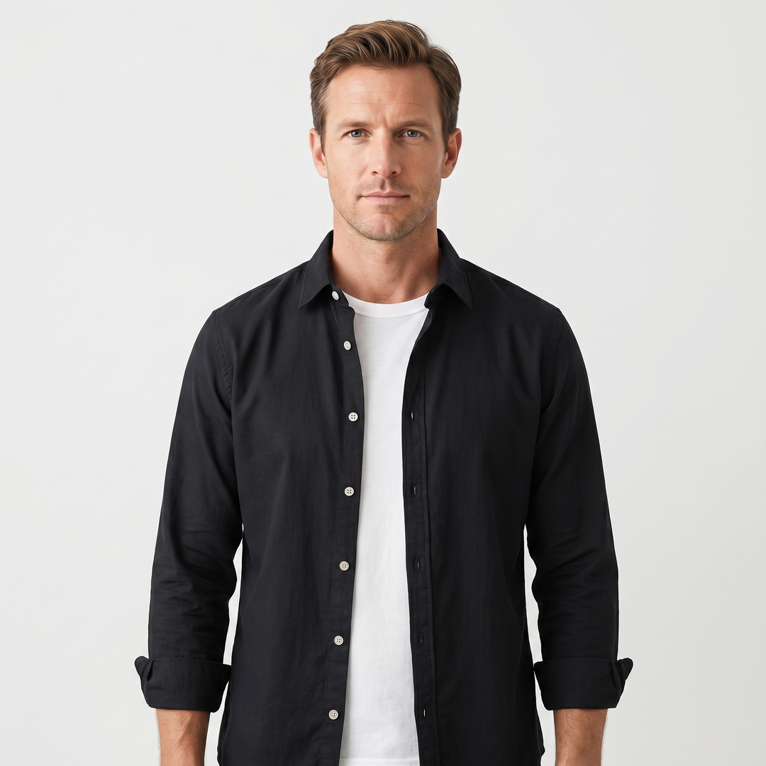 Men's Cotton Overshirt with Rolled Cuffs