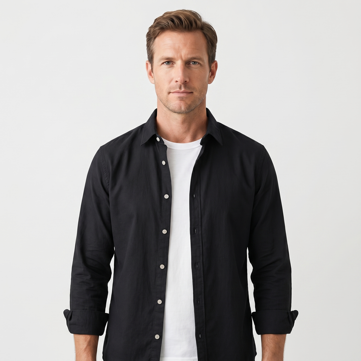 Men's Cotton Overshirt with Rolled Cuffs