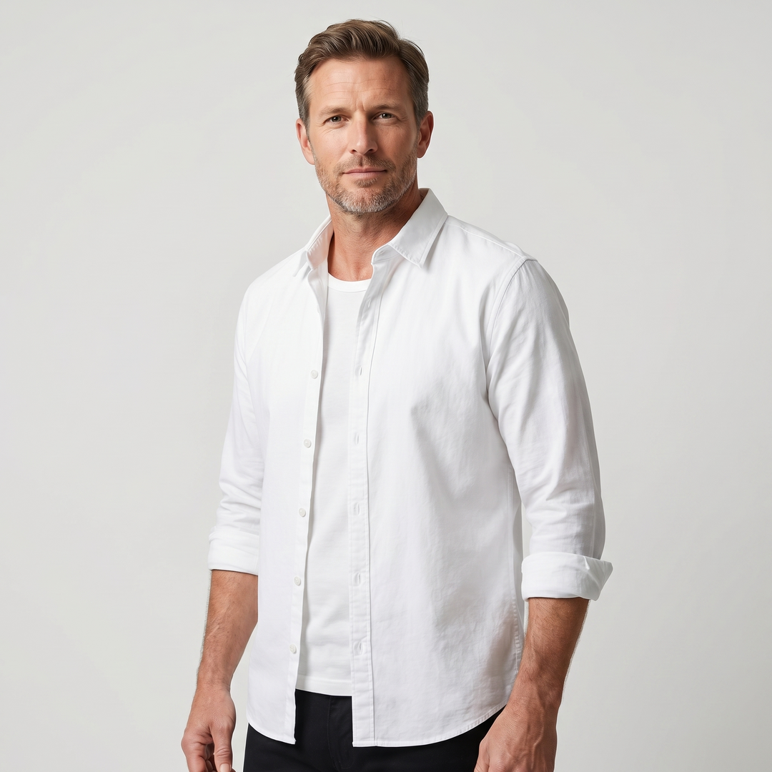 Men's Cotton Overshirt with Rolled Cuffs