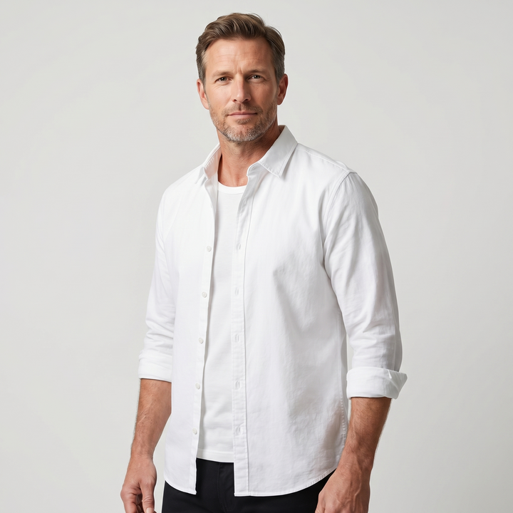 Men's Cotton Overshirt with Rolled Cuffs