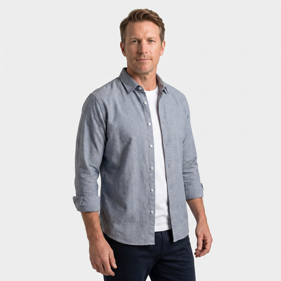 Men's Cotton Overshirt with Rolled Cuffs